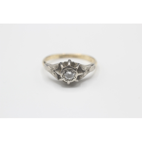 198 - 18ct gold & platinum vintage diamond solitaire ring (3g) Size N