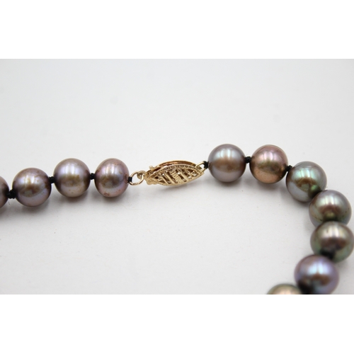 201 - 9ct gold cultured pearl necklace (40g)