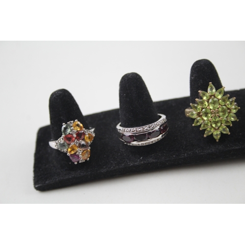 237 - Collection of Sterling Silver Gemstone Rings inc. Diamond, Garnet, Ruby x 5 17g