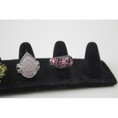 237 - Collection of Sterling Silver Gemstone Rings inc. Diamond, Garnet, Ruby x 5 17g