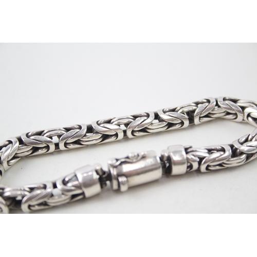 246 - Sterling Silver Byzantine Gents Style Chunky Bracelet 68g