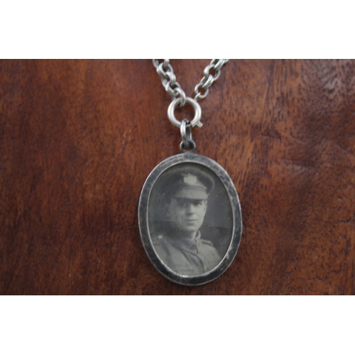 249 - Antique Sterling Silver Photo Pendant Necklace 24g