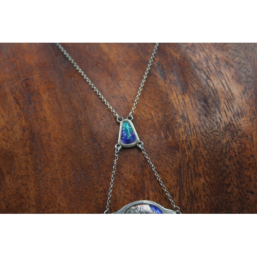 250 - Charles Horner Sterling Silver Arts & Crafts Enamel Pendant Necklace 8g