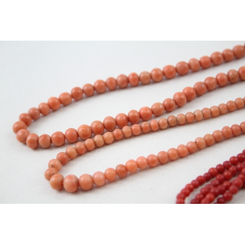 254 - Collection of Coral Necklaces inc. Multi Strand, Graduated 79g