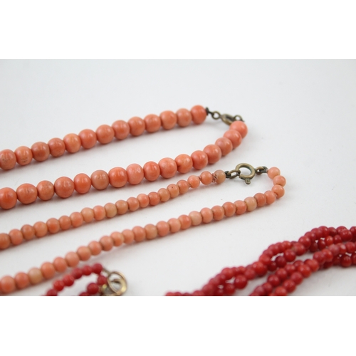 254 - Collection of Coral Necklaces inc. Multi Strand, Graduated 79g