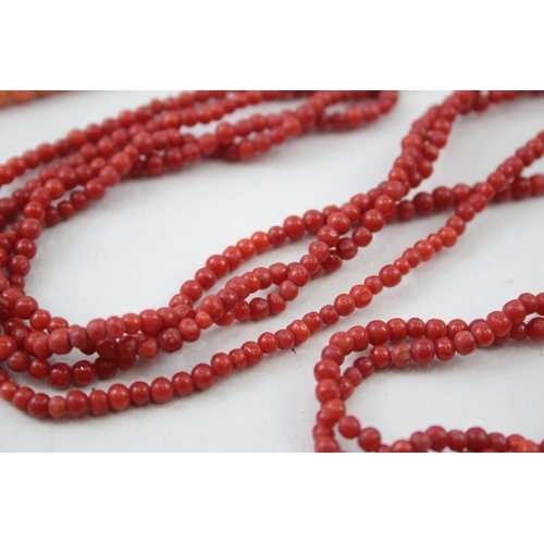 254 - Collection of Coral Necklaces inc. Multi Strand, Graduated 79g