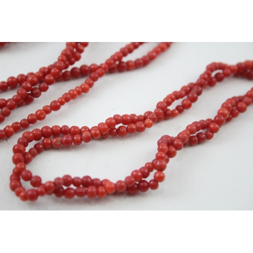 254 - Collection of Coral Necklaces inc. Multi Strand, Graduated 79g