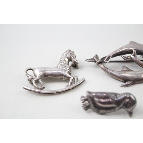 258 - Collection of Sterling Silver Animal Brooches inc. Marcasite, Lizard x 5 23g