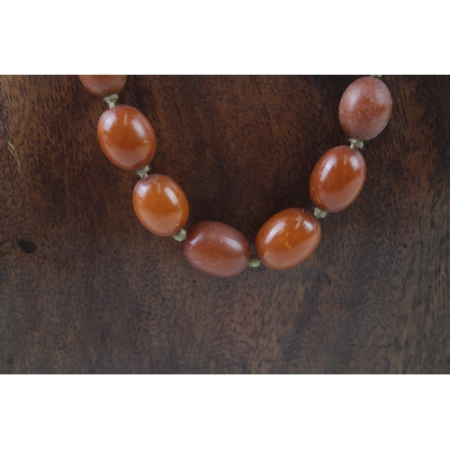 266 - Antique Amber Necklace w/ Individually Knotted Beads 39g