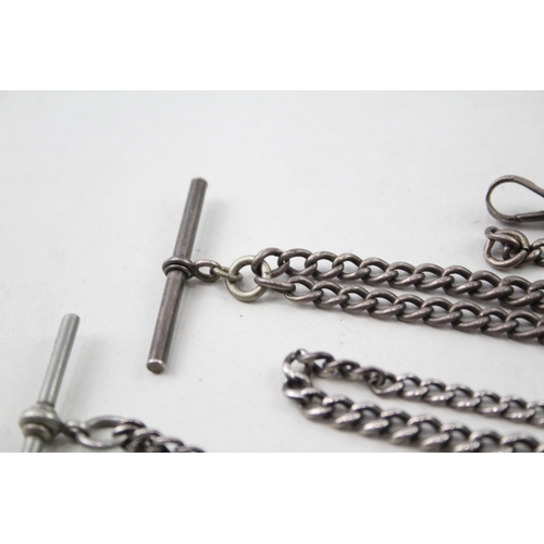 275 - Collection of Sterling Silver Antique Watch Chain inc. Coin Fob x 2 47g