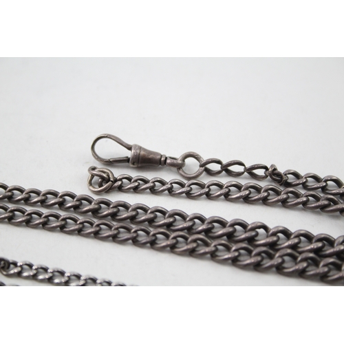 275 - Collection of Sterling Silver Antique Watch Chain inc. Coin Fob x 2 47g