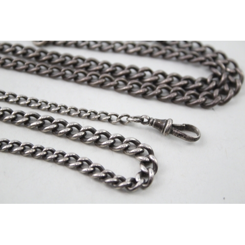 275 - Collection of Sterling Silver Antique Watch Chain inc. Coin Fob x 2 47g