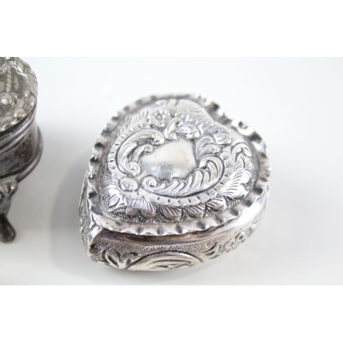 292 - 5 x Antique / Vintage .800 & .925 Sterling Silver Pill / Trinket Boxes (76g)