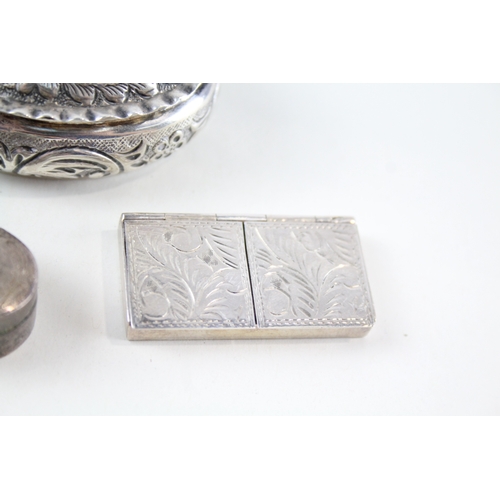 292 - 5 x Antique / Vintage .800 & .925 Sterling Silver Pill / Trinket Boxes (76g)