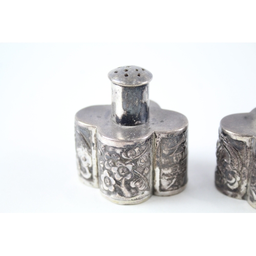 298 - Antique .900 Chinese Silver WANG HING Salt / Pepper Shakers (62g)