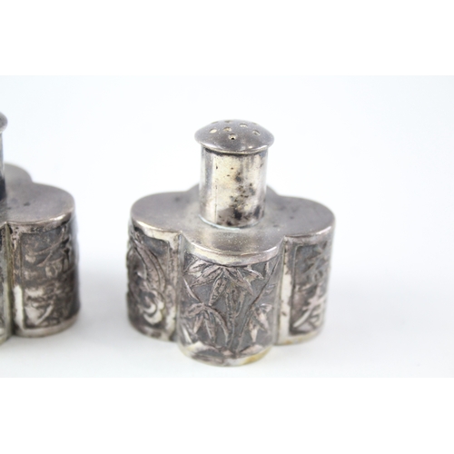 298 - Antique .900 Chinese Silver WANG HING Salt / Pepper Shakers (62g)