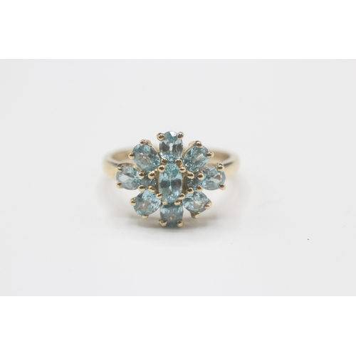 3 - 9ct gold blue topaz cocktail ring (2.5g) Size L 1/2