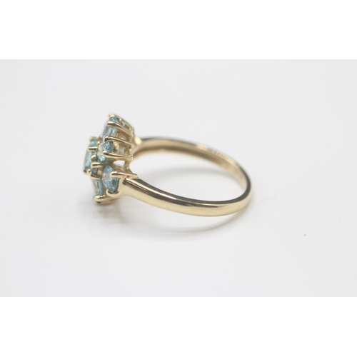 3 - 9ct gold blue topaz cocktail ring (2.5g) Size L 1/2