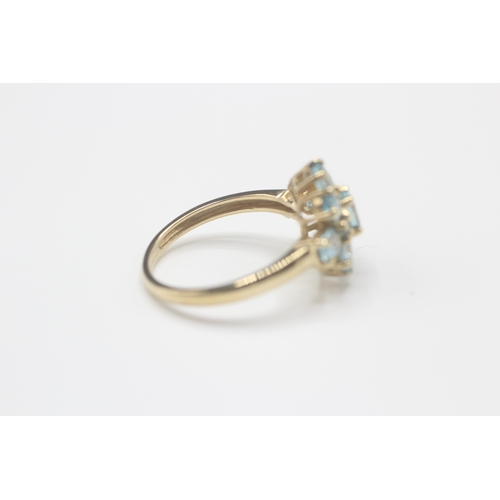 3 - 9ct gold blue topaz cocktail ring (2.5g) Size L 1/2