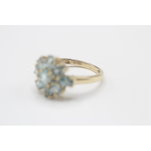 3 - 9ct gold blue topaz cocktail ring (2.5g) Size L 1/2