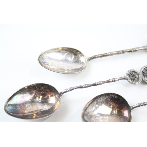 305 - 6 x Assorted Antique Stamped .900 Chinese Silver WANG HING Teaspoons (76g)