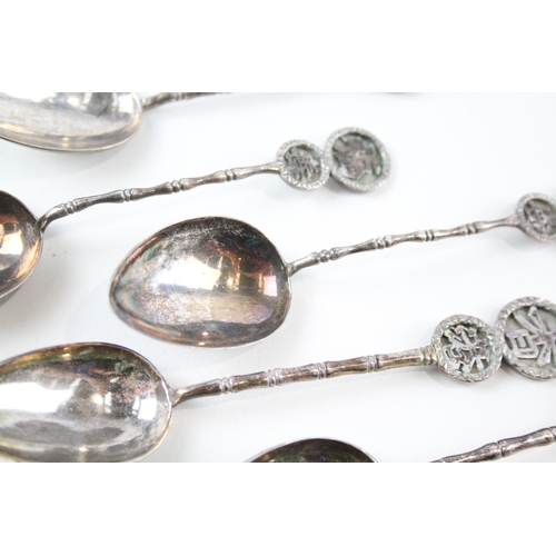 305 - 6 x Assorted Antique Stamped .900 Chinese Silver WANG HING Teaspoons (76g)