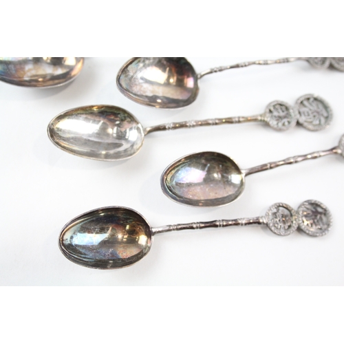 305 - 6 x Assorted Antique Stamped .900 Chinese Silver WANG HING Teaspoons (76g)