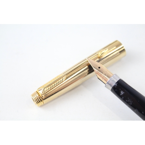 308 - Vintage Parker 75 Gold Plated Fountain Pen w/ 14ct Gold Nib WRITING  Boxed