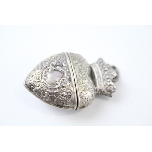 311 - Antique / Vintage .925 Sterling Silver Crowned Heart Novelty Box / Pendant (14g)