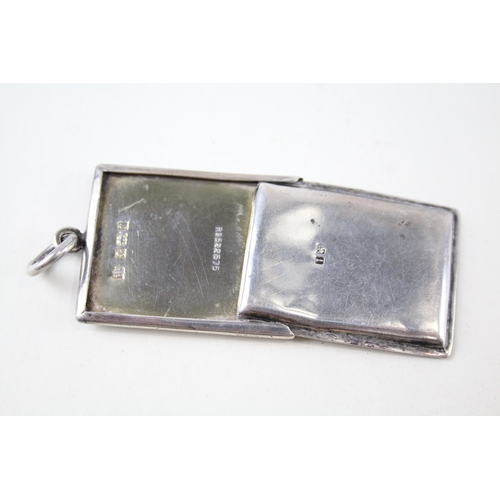 313 - Antique Edwardian 1910 Birmingham Sterling Silver Double Sided Stamp Case (13g)