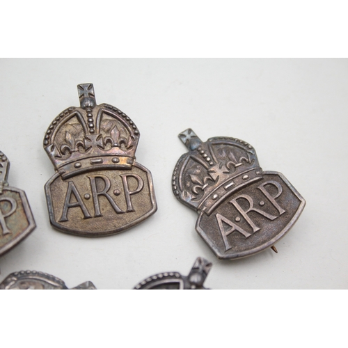 318 - Sterling Silver WW2 ARP Badges Men's & Women's x 6