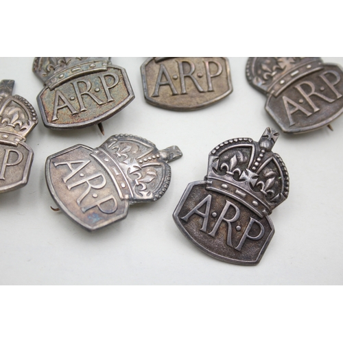 318 - Sterling Silver WW2 ARP Badges Men's & Women's x 6