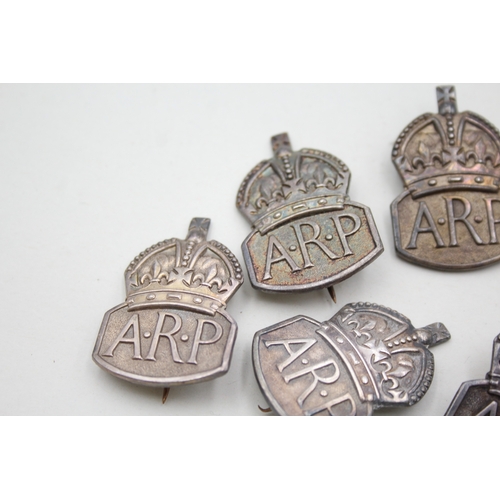 318 - Sterling Silver WW2 ARP Badges Men's & Women's x 6