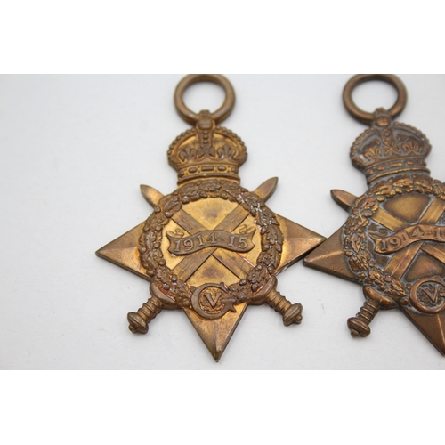 322 - WW1 Medals, 1914-15 Star & War Pte Spanswick, Star & Victory Pte McBrien x 4