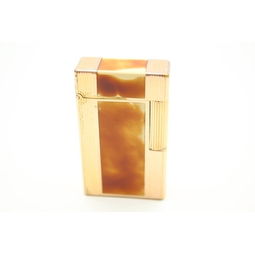 334 - S.T. Dupont Paris Vintage Pocket Lighters In Gold Plated Lacquer & Silver Plate