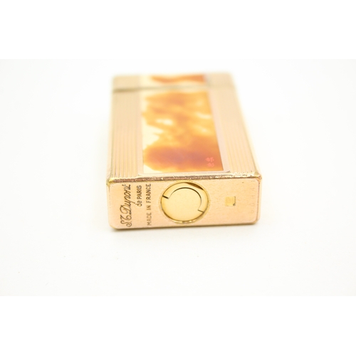 334 - S.T. Dupont Paris Vintage Pocket Lighters In Gold Plated Lacquer & Silver Plate