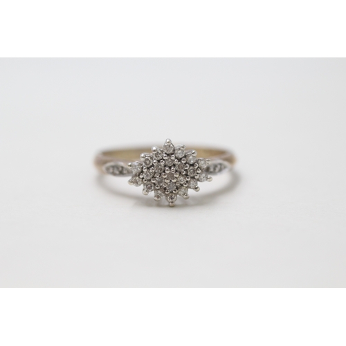 34 - 9ct gold and diamond cluster ring (2.7g) Size P