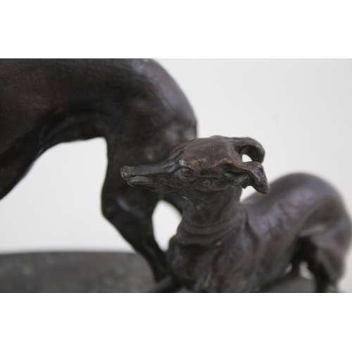 351 - Antique / Vintage Spelter Greyhound Dogs In Play Sculpture Signed MENE (1550g)
Damage to tails and c... 