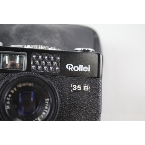 369 - Rollei 35 B Film Camera Working All Black Model w/ Triotar 40mm F/2.8 Lens