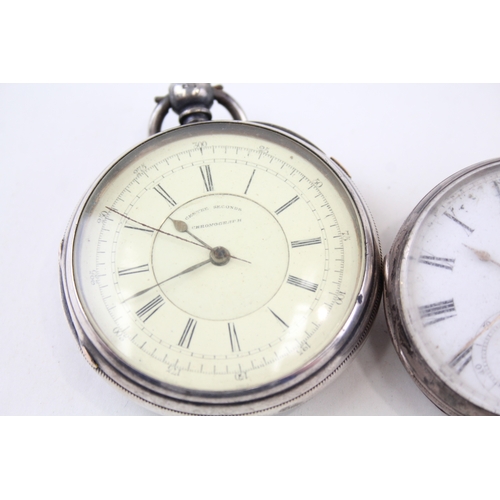 372 - Vintage 925 Silver Open Face Pocket Watch Hand/Key-Wind Untested x 3