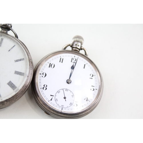 372 - Vintage 925 Silver Open Face Pocket Watch Hand/Key-Wind Untested x 3