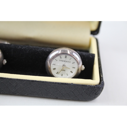 377 - Charles Tyrwhitt Silver Watch Cufflinks Quartz WATCH RUNS