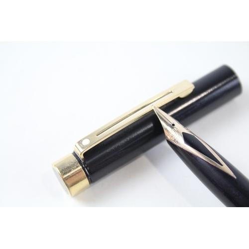 398 - Vintage Sheaffer Targa Black Lacquer Fountain Pen w/ 14ct Gold Nib WRITING