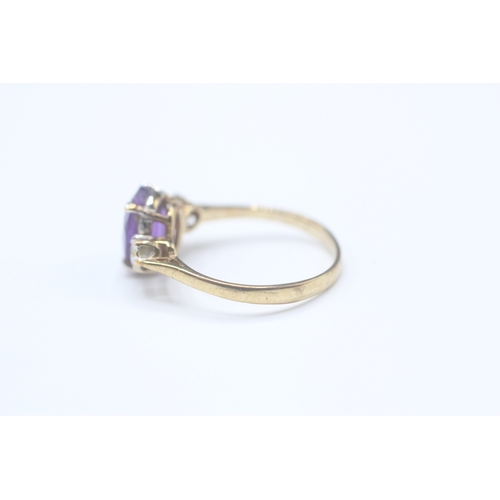 46 - 9ct gold vintage oval cut amethyst dress ring (1.7g) Size L