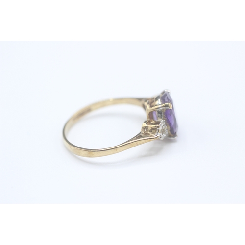 46 - 9ct gold vintage oval cut amethyst dress ring (1.7g) Size L