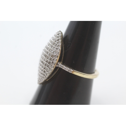 74 - 9ct gold pave set diamond dress ring (4.2g) Size R