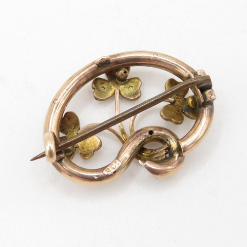 146 - 9ct gold seed pearl brooch (2.3g)