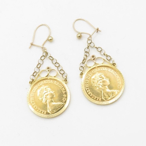 1 - 2x 1982 Half Sovereign Earrings - 9.7g