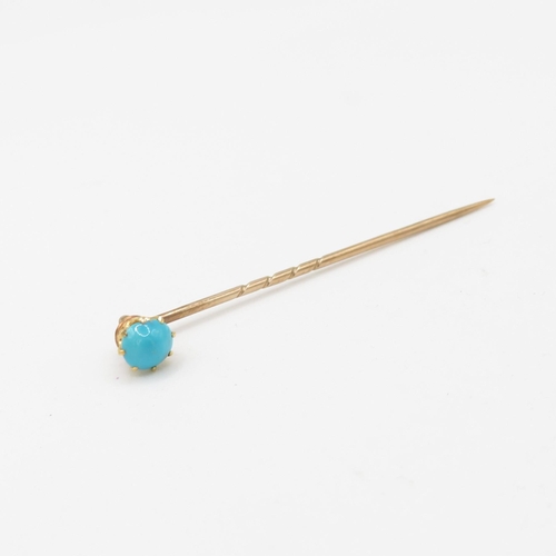 118 - 9ct gold antique turquoise stick pin (1.4g)