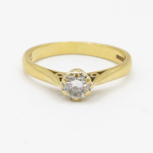 82 - 18ct gold vintage diamond solitaire dress ring (2.6g) Size  L